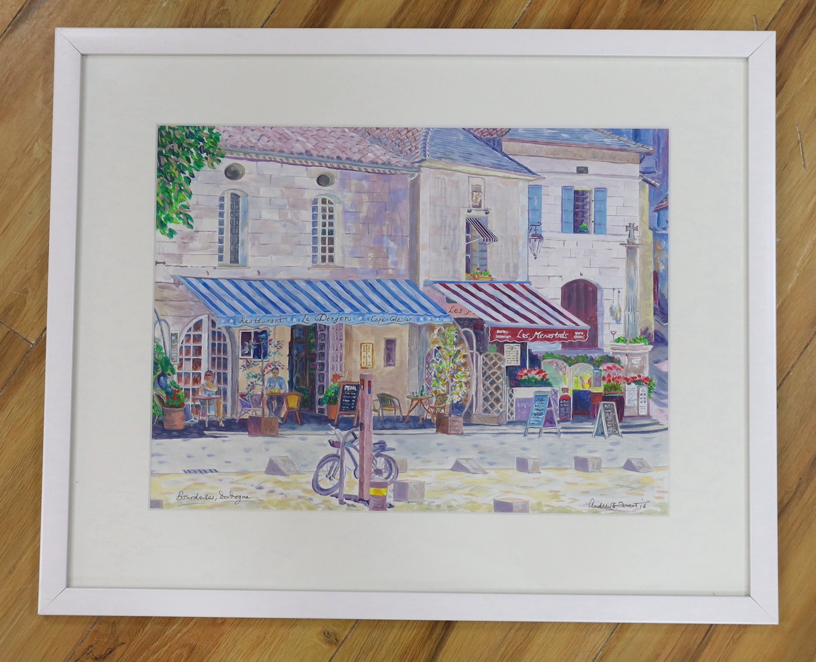 Andrew G. Forrest, acrylic on paper, 'Bourdeilles, Dordogne', signed and dated '16, 29 x 38cm